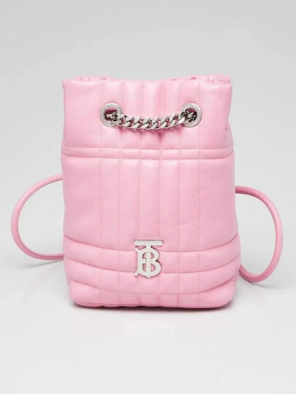 Burberry Pink Quilted Leather Mini Lola Backpack Bag